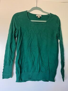 LOFT Emerald Green Scoop Neck Lightweight Sweater
